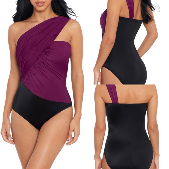 NWOT Goddess Colorblock One-Shoulder convertible one piece swimsuit size8 - Picture 5 of 7